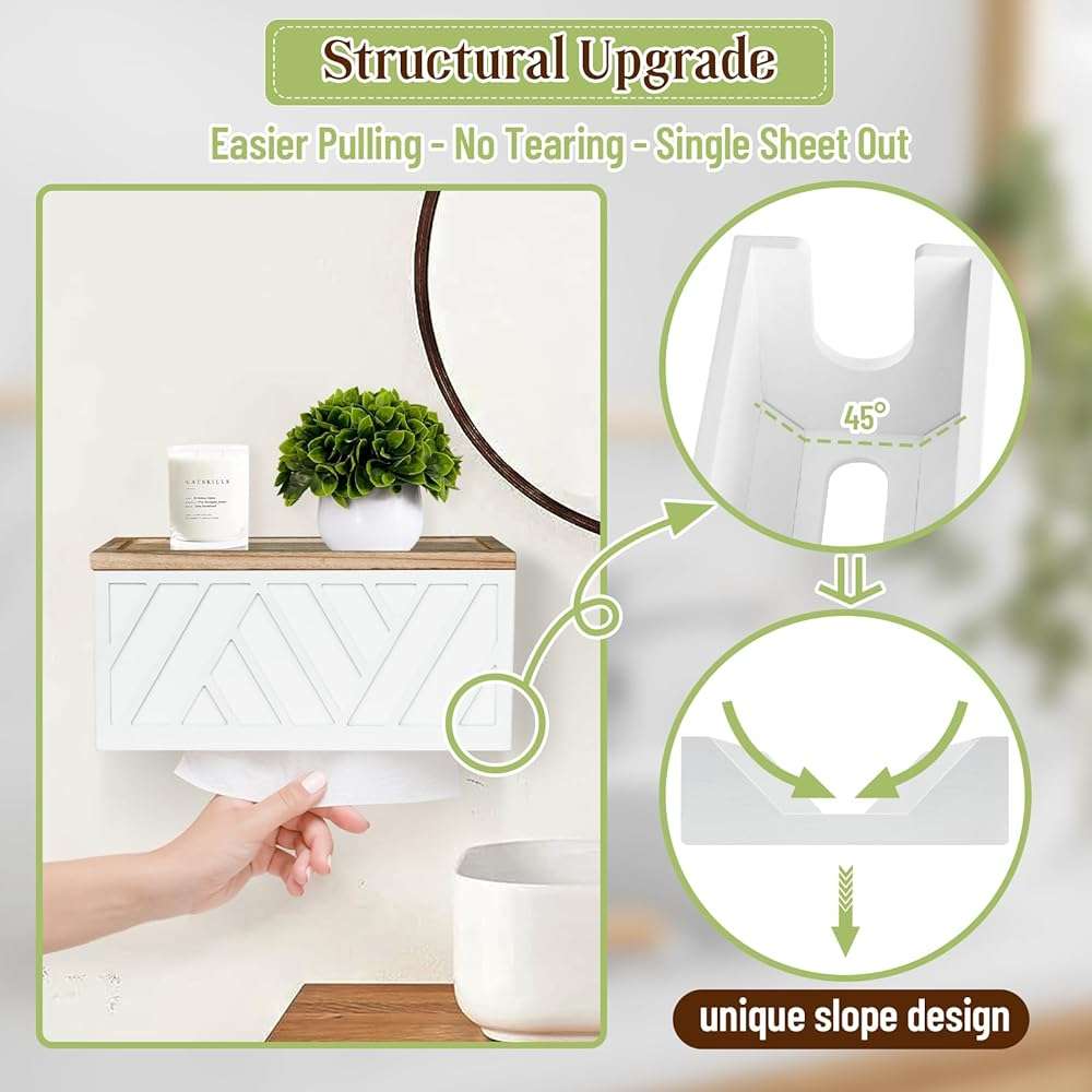 Paper Towel Dispenser Wall Mount, Paper Towel Holder Wall Mounted with Lid, Solid Wood Commercial C-Fold, Z-Fold, Trifold Hand Paper Towel Holder Dispenser Hand Towel Holder for Bathroom Kitchen Decor - Image 4