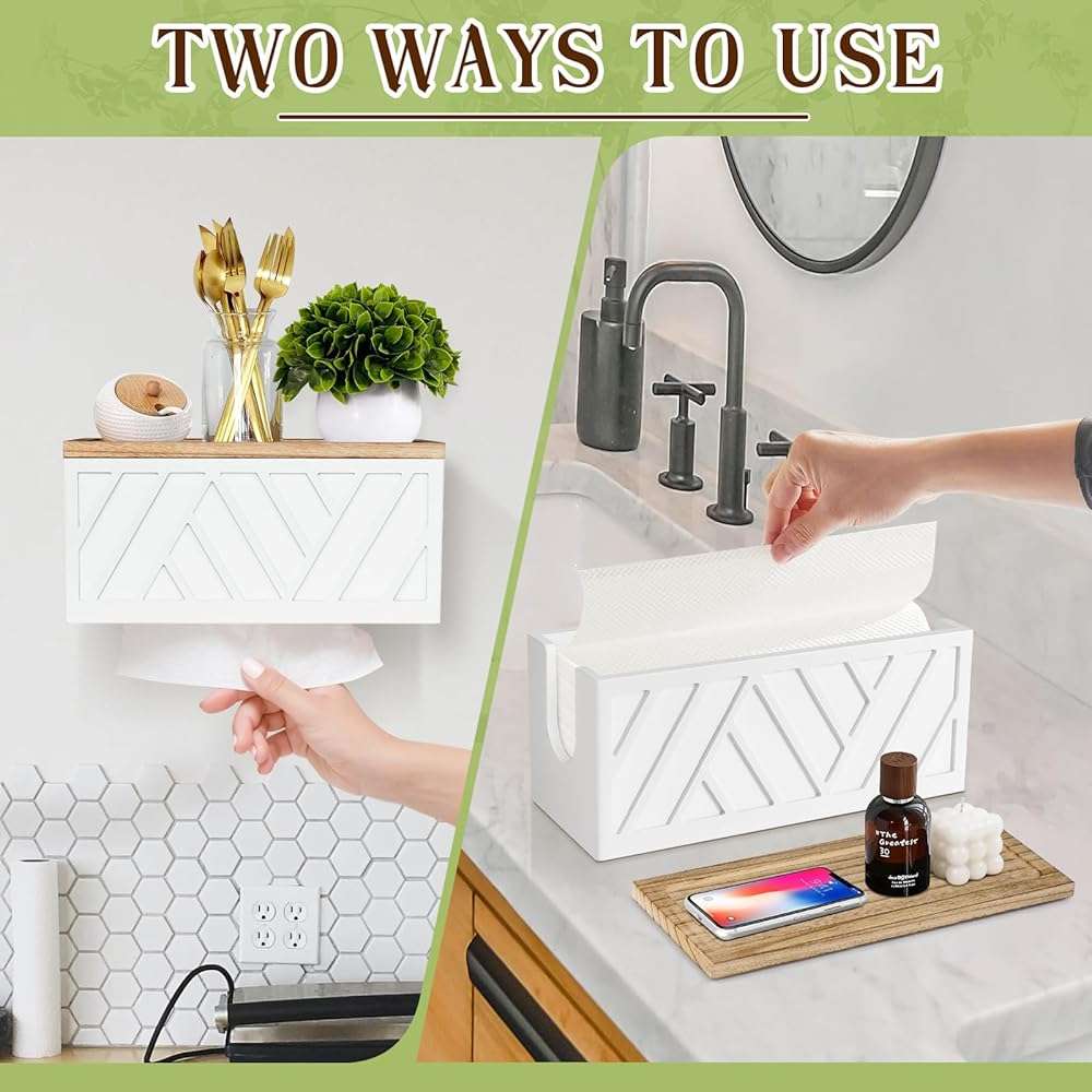Paper Towel Dispenser Wall Mount, Paper Towel Holder Wall Mounted with Lid, Solid Wood Commercial C-Fold, Z-Fold, Trifold Hand Paper Towel Holder Dispenser Hand Towel Holder for Bathroom Kitchen Decor - Image 5