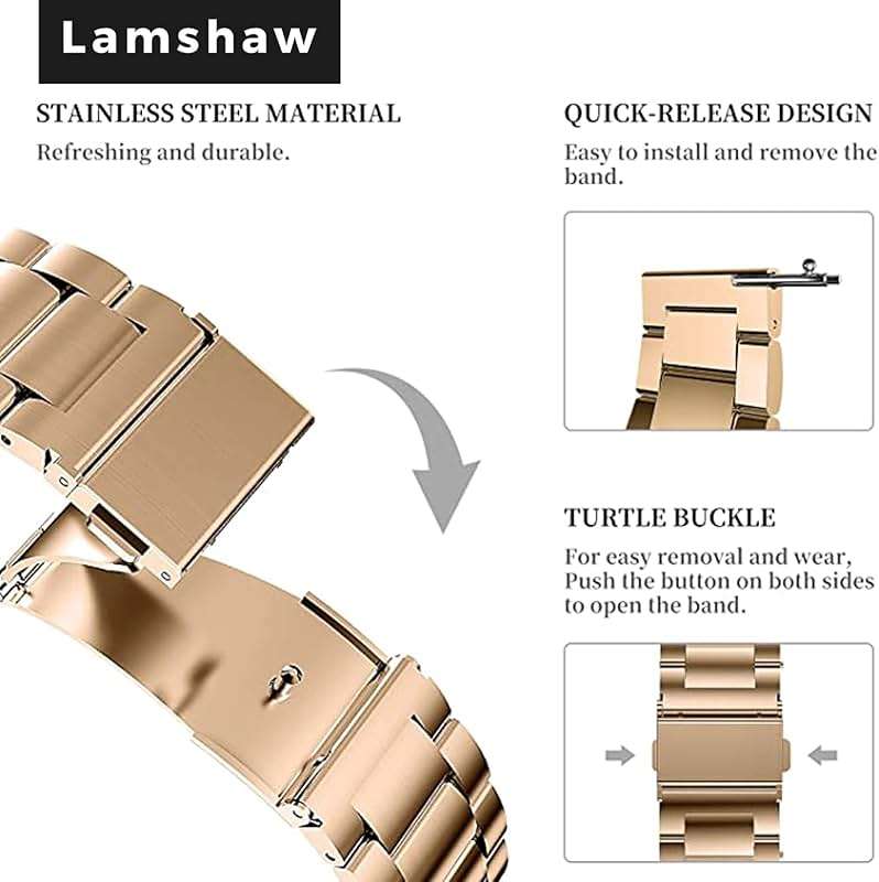 Lamshaw Compatible for Garmin Lily 2 Active Band, Quick Release Stainless Steel Metal Replacement Straps Compatible for Garmin Lily 2, Lily 2 Active, Classic Smartwatch - Image 3