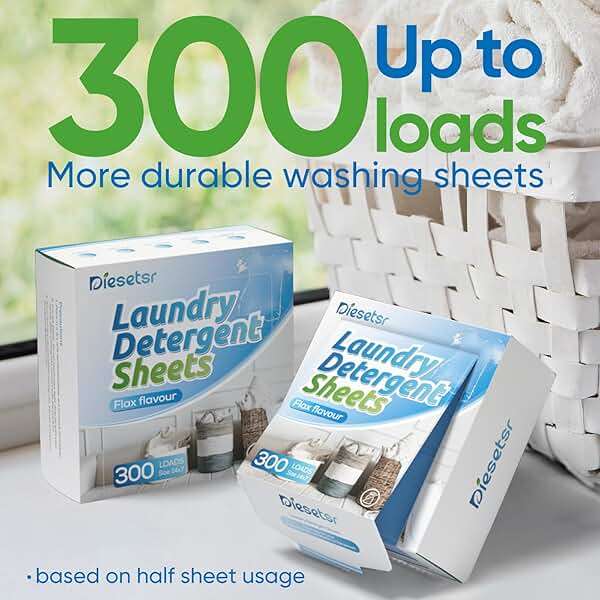 Diesetsr Laundry Detergent Sheets 150 Counts Travel Laundry Sheet ECO-friendly, 300 Small Loads Plastic-Free Clothes Washing Soap- Laundry Sheet Fresh Linen - Image 2