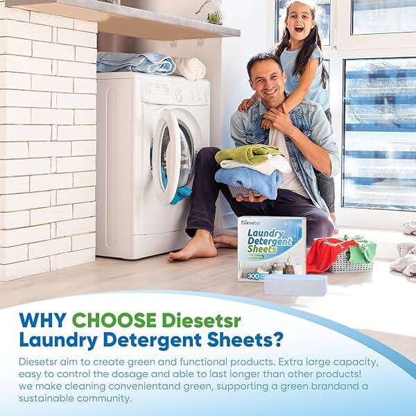 Diesetsr Laundry Detergent Sheets 150 Counts Travel Laundry Sheet ECO-friendly, 300 Small Loads Plastic-Free Clothes Washing Soap- Laundry Sheet Fresh Linen - Image 7