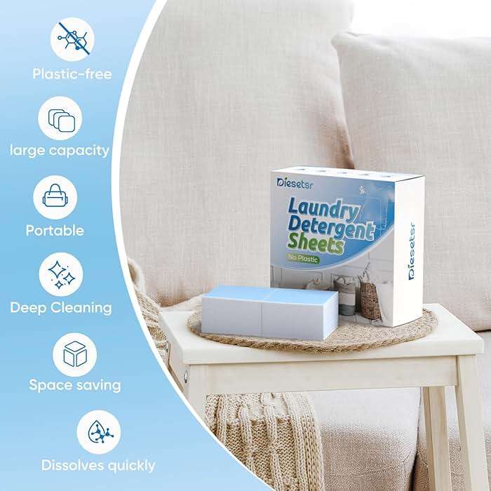 Diesetsr Laundry Detergent Sheets 150 Counts Travel Laundry Sheet ECO-friendly, 300 Small Loads Plastic-Free Clothes Washing Soap- Laundry Sheet Fresh Linen - Image 8