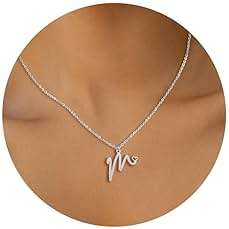 HSWYFCJY Initial Necklace for Women,14K Gold Dainty A-Z Letter Pendant with Heart Choker Necklace Jewelery Gifts,Personalized Cursive Cute Tiny Initial Pendant Necklace for Girls - Image 1