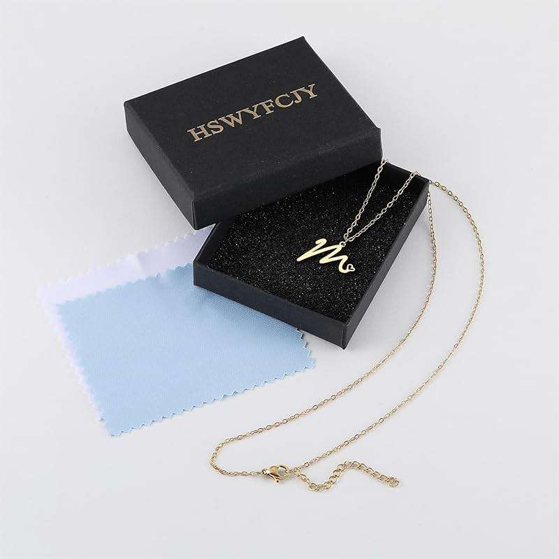 HSWYFCJY Initial Necklace for Women,14K Gold Dainty A-Z Letter Pendant with Heart Choker Necklace Jewelery Gifts,Personalized Cursive Cute Tiny Initial Pendant Necklace for Girls - Image 7