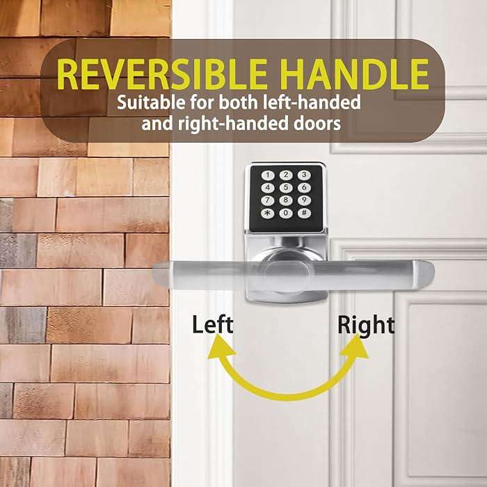 Keypad Door Lock with Handle, Digital Door Lock with Keypad Set,Keyless Entry Door Locks with Handle-IC Card and Anti-peep Password- Brushed Nickel-2PACKset - Image 5