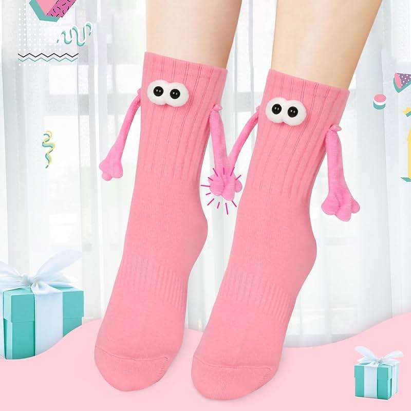 4 Pair Funny Magnetic Holding Hands Socks Funny Valentines Gifts for Her/Him Crazy Sock for Galentine's Day Women - Image 6