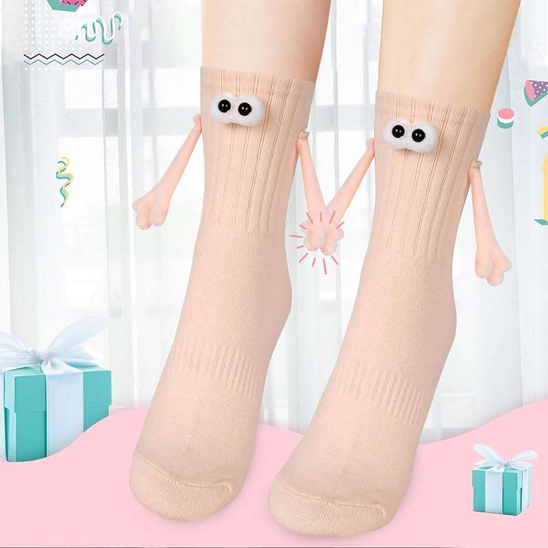 4 Pair Funny Magnetic Holding Hands Socks Funny Valentines Gifts for Her/Him Crazy Sock for Galentine's Day Women - Image 7