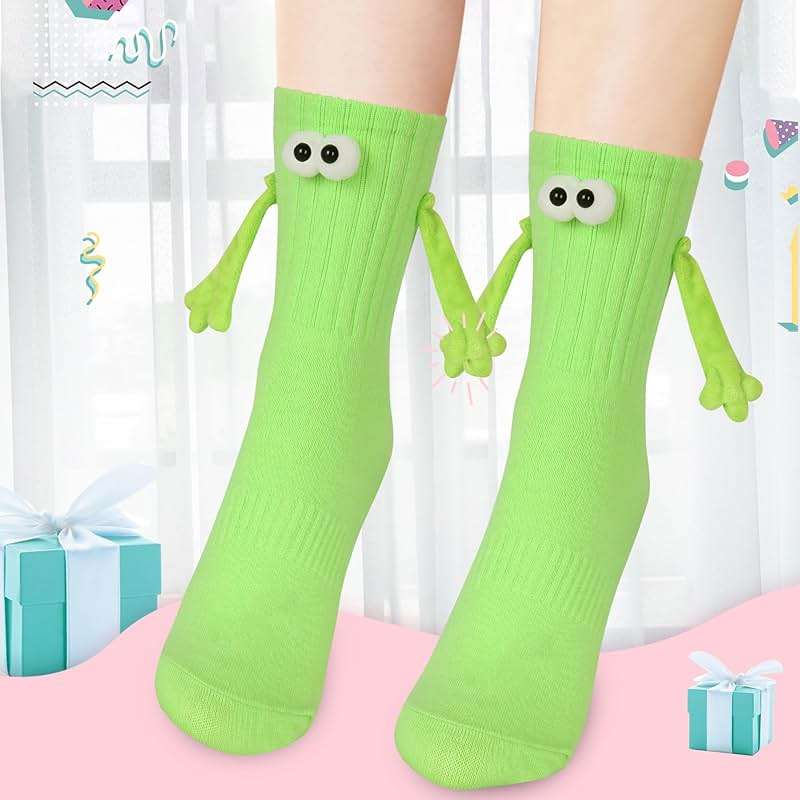 4 Pair Funny Magnetic Holding Hands Socks Funny Valentines Gifts for Her/Him Crazy Sock for Galentine's Day Women - Image 8