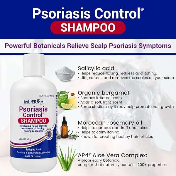 TriDerma Psoriasis Control Scalp Exfoliator Shampoo 8.3 oz & Dry Scalp Moisturizing Hair Conditioner 6.0 oz, Salon Quality Dry Scalp Treatment Hair Care, Fresh Rosemary Oil, Value Bundle - Image 3