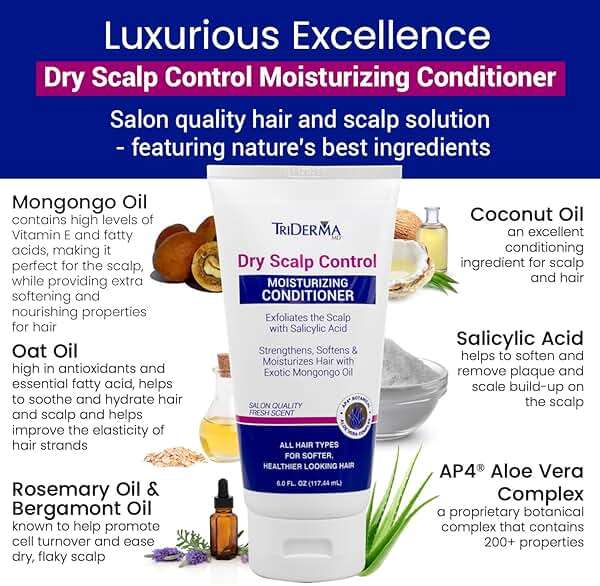 TriDerma Psoriasis Control Scalp Exfoliator Shampoo 8.3 oz & Dry Scalp Moisturizing Hair Conditioner 6.0 oz, Salon Quality Dry Scalp Treatment Hair Care, Fresh Rosemary Oil, Value Bundle - Image 6