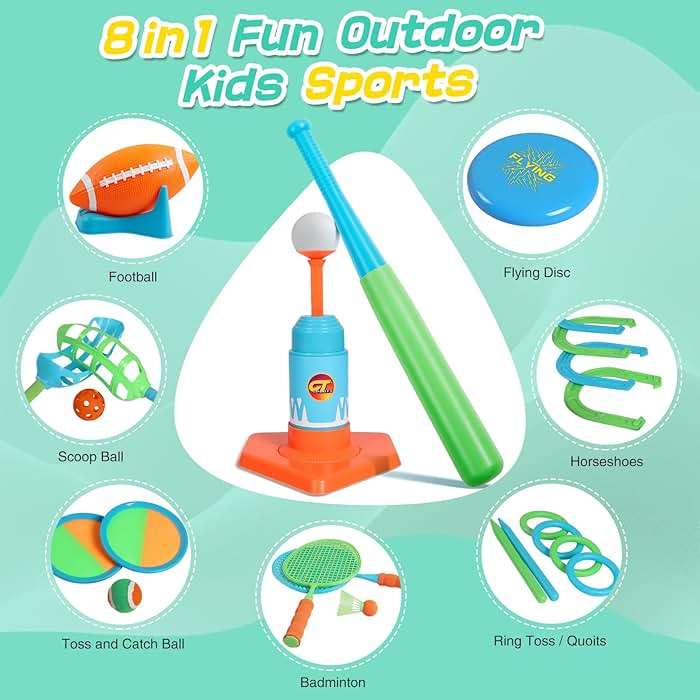 Outdoor Toys for Kids Ages 4-8, 8-in-1 Backyard Games Set with Multiple Sports Activities, Outdoor Family Play for Boys and Girls, Ideal for Parties, Camping & Birthday Gifts - Image 3