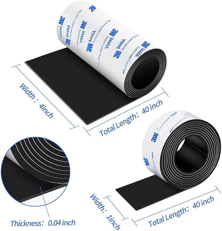 Non Slip Furniture Pads, 2 Rolls Rubber Adhesive Pads, Adhesive Rubber Pads for Furniture and Appliances 4x40 inch+1x40 inch - Image 2