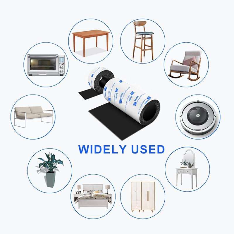 Non Slip Furniture Pads, 2 Rolls Rubber Adhesive Pads, Adhesive Rubber Pads for Furniture and Appliances 4x40 inch+1x40 inch - Image 5