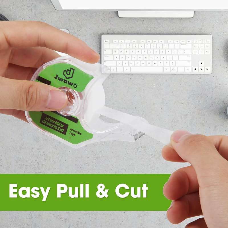 JWOWO 12 Invisible Tape with 12 Refillable Tape Dispenser, Holiday Supplies and Gift Wrap Tape, Great for Christmas Crafts, Matte Finish, 3/4 in x 650 in - Image 3