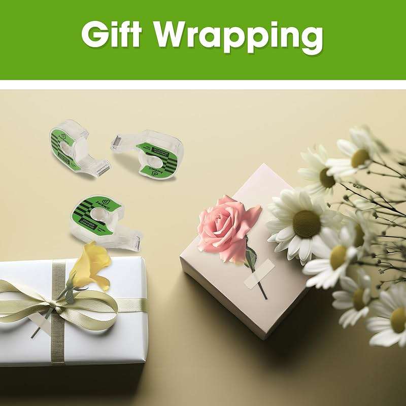 JWOWO 12 Invisible Tape with 12 Refillable Tape Dispenser, Holiday Supplies and Gift Wrap Tape, Great for Christmas Crafts, Matte Finish, 3/4 in x 650 in - Image 6