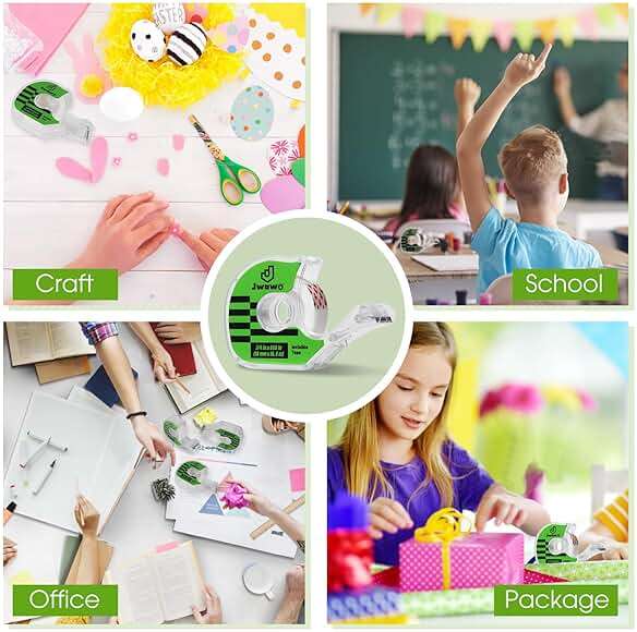 JWOWO 12 Invisible Tape with 12 Refillable Tape Dispenser, Holiday Supplies and Gift Wrap Tape, Great for Christmas Crafts, Matte Finish, 3/4 in x 650 in - Image 7