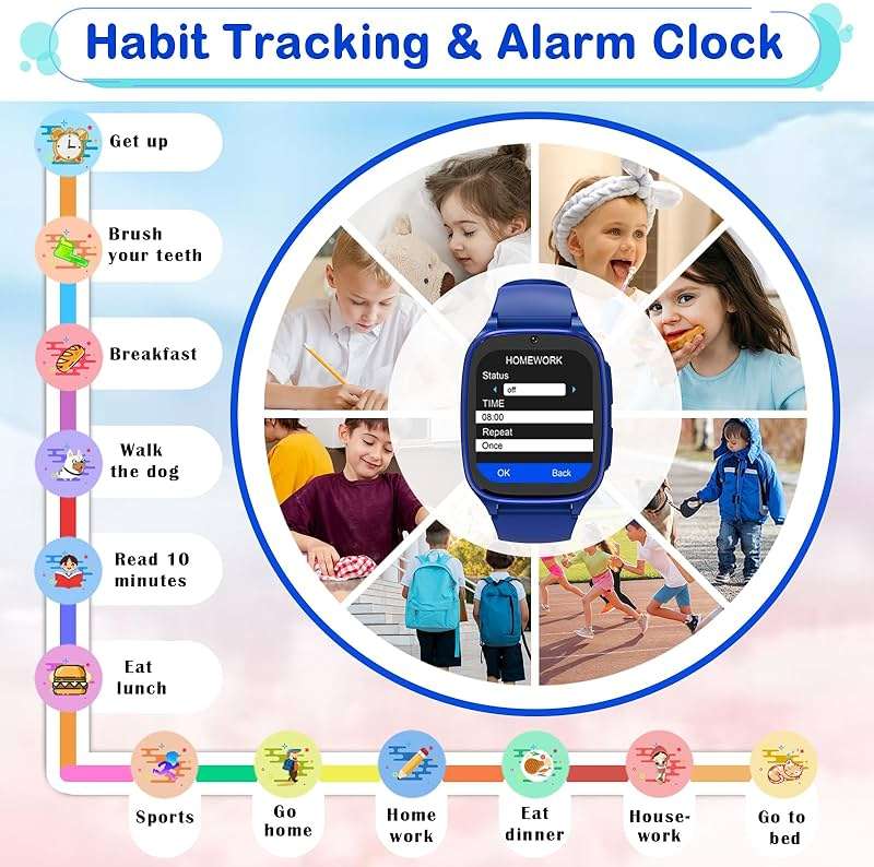 4G Kids Smartwatch Phone-Smart Cell Phone Watch for Boys Girls Ages 4-12 with Call, SOS, Parental Controls, Games, Camera, Alarm, Video, Music Children's Smart Watch Gift (Includes SIM Card)Dark Blue - Image 4