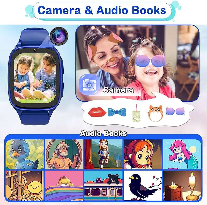 4G Kids Smartwatch Phone-Smart Cell Phone Watch for Boys Girls Ages 4-12 with Call, SOS, Parental Controls, Games, Camera, Alarm, Video, Music Children's Smart Watch Gift (Includes SIM Card)Dark Blue - Image 5