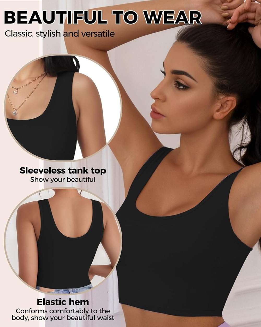 2-3Pcs Tank Tops for Women, U Neck Sleeveless Crop Tops, Basic Cropped Racerback Going Out Tops Athletic Sports Shirts - Image 4