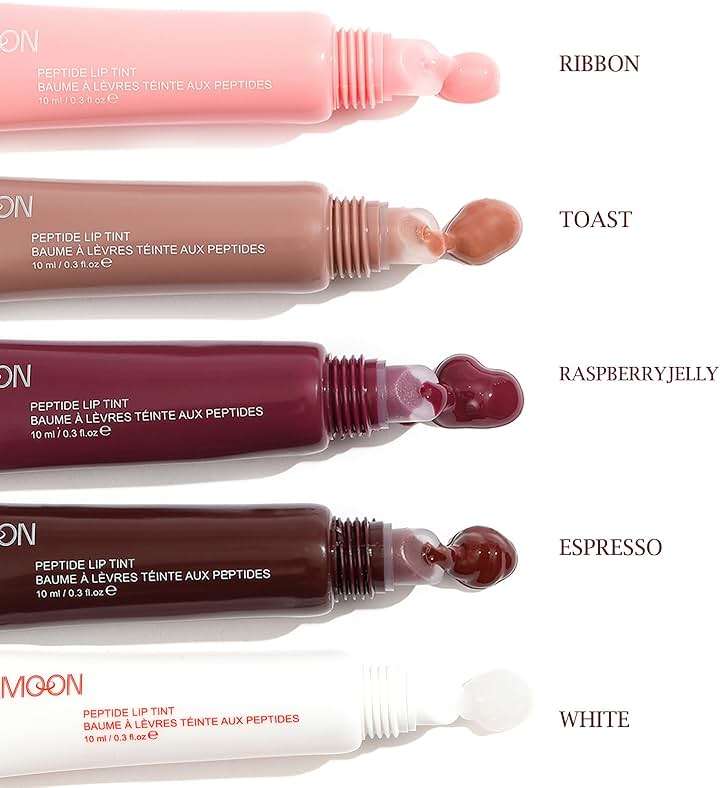 Aseawave 5 Colors Hydrating Lip Glow Oil, Ribbon, Toast, Raspberry jelly, Espresso, White Tinted Lip Oil Gloss, Moisturizing, Hydrating, Nourishing Lip Care Oil for Naturally Plump, Pillowy-soft Lips - Image 2