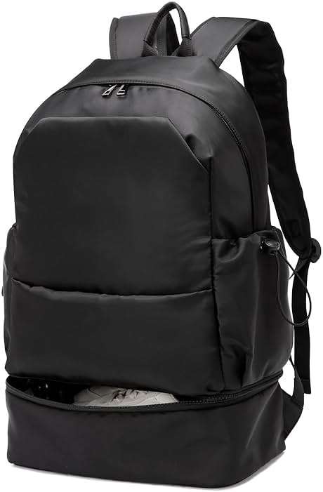 seyfocnia Gym Backpack for Men,Waterproof Travel Backpack With Shoe Compartment Lightweight Sports Gym Bag Casual Daypack-Black - Image 1
