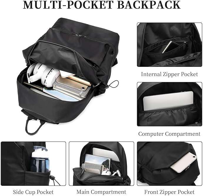 seyfocnia Gym Backpack for Men,Waterproof Travel Backpack With Shoe Compartment Lightweight Sports Gym Bag Casual Daypack-Black - Image 4