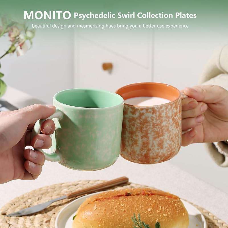 MONITO 12 OZ Coffee Mugs Set of 4, Modern Ceramic Coffee Mugs Set with handle for Tea/Latte/Cappuccino/Milk/Cocoa. - Image 7