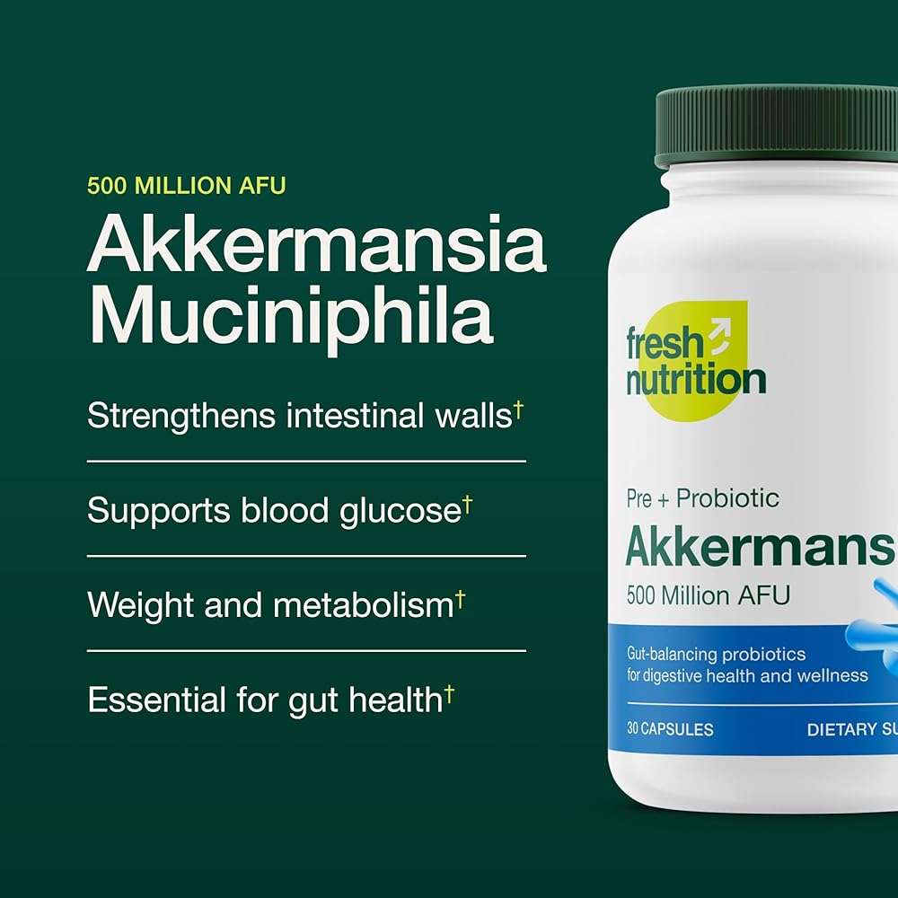 Fresh Nutrition Akkermansia Muciniphila Probiotic 500M AFU for GLP-1 Production - Pre + Probiotic Supplement - 30 Capsules - Image 2