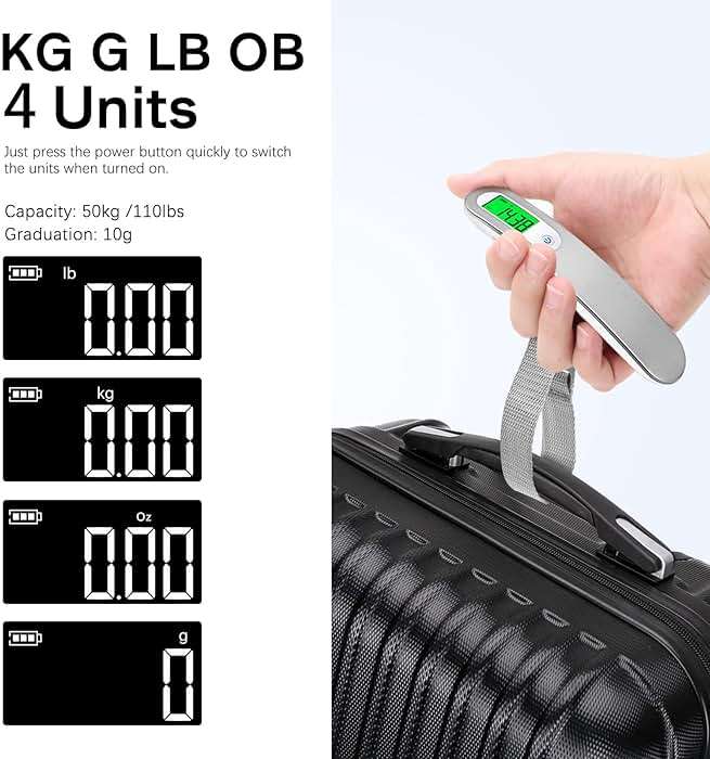 FEBHBRQ Rechargeable Luggage Scale with Strap & Type-C Port - Portable, Digital, High-Precision, and Ideal for Backpacks, Suitcases, and Carry-Ons - Up to 110lb/50kg Capacity -Strap, Silver - Image 4