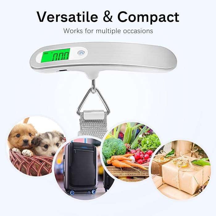 FEBHBRQ Rechargeable Luggage Scale with Strap & Type-C Port - Portable, Digital, High-Precision, and Ideal for Backpacks, Suitcases, and Carry-Ons - Up to 110lb/50kg Capacity -Strap, Silver - Image 5