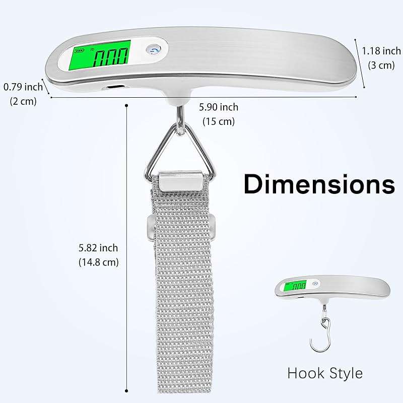 FEBHBRQ Rechargeable Luggage Scale with Strap & Type-C Port - Portable, Digital, High-Precision, and Ideal for Backpacks, Suitcases, and Carry-Ons - Up to 110lb/50kg Capacity -Strap, Silver - Image 8