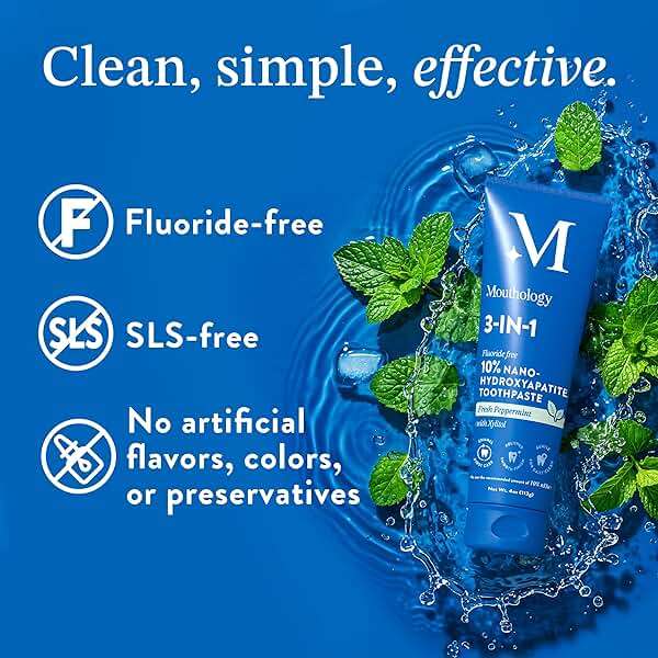 Mouthology 10% Nano Hydroxyapatite Toothpaste Fluoride Free, Whitening*, Rod Shaped nHa, Xylitol Toothpaste for Adults, Enamel Care*, Sensitive Teeth*, SLS Free, Mint 4oz (USA Made) Package May Vary - Image 6