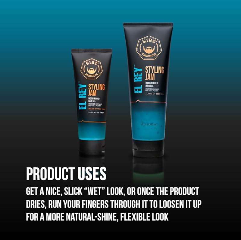 GIBS Grooming El Rey Styling Jam for Men, Medium Hold Hair Gel - Image 2