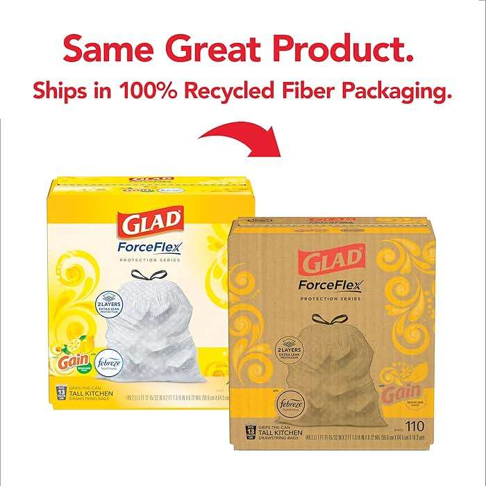 Glad ForceFlex Tall Kitchen Trash Bags, 13 Gallon, Gain Lemon Zest, 110 Count (Package May Vary) - Image 2