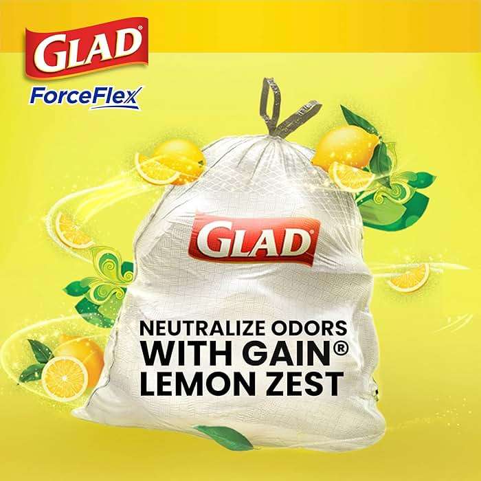 Glad ForceFlex Tall Kitchen Trash Bags, 13 Gallon, Gain Lemon Zest, 110 Count (Package May Vary) - Image 4