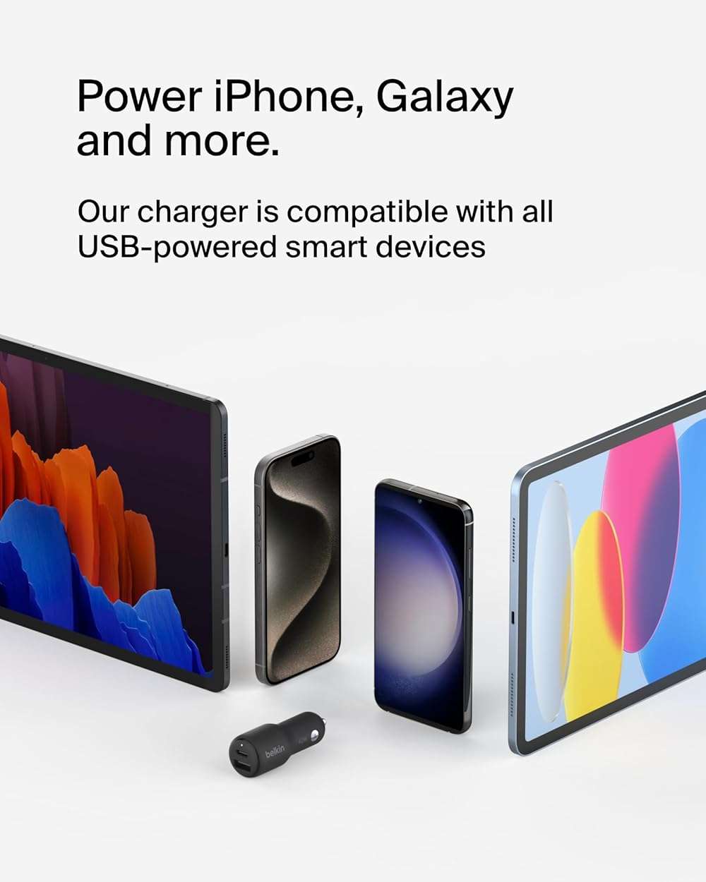 Belkin BoostCharge 42-Watt Dual Port Fast Car Charger w/30W USB-C & 12W USB-A Ports for iPhone 16, 16 Pro, Galaxy S26, S25, Pixel 10 & 9, Nintendo Switch 2 & More - Black - Image 3