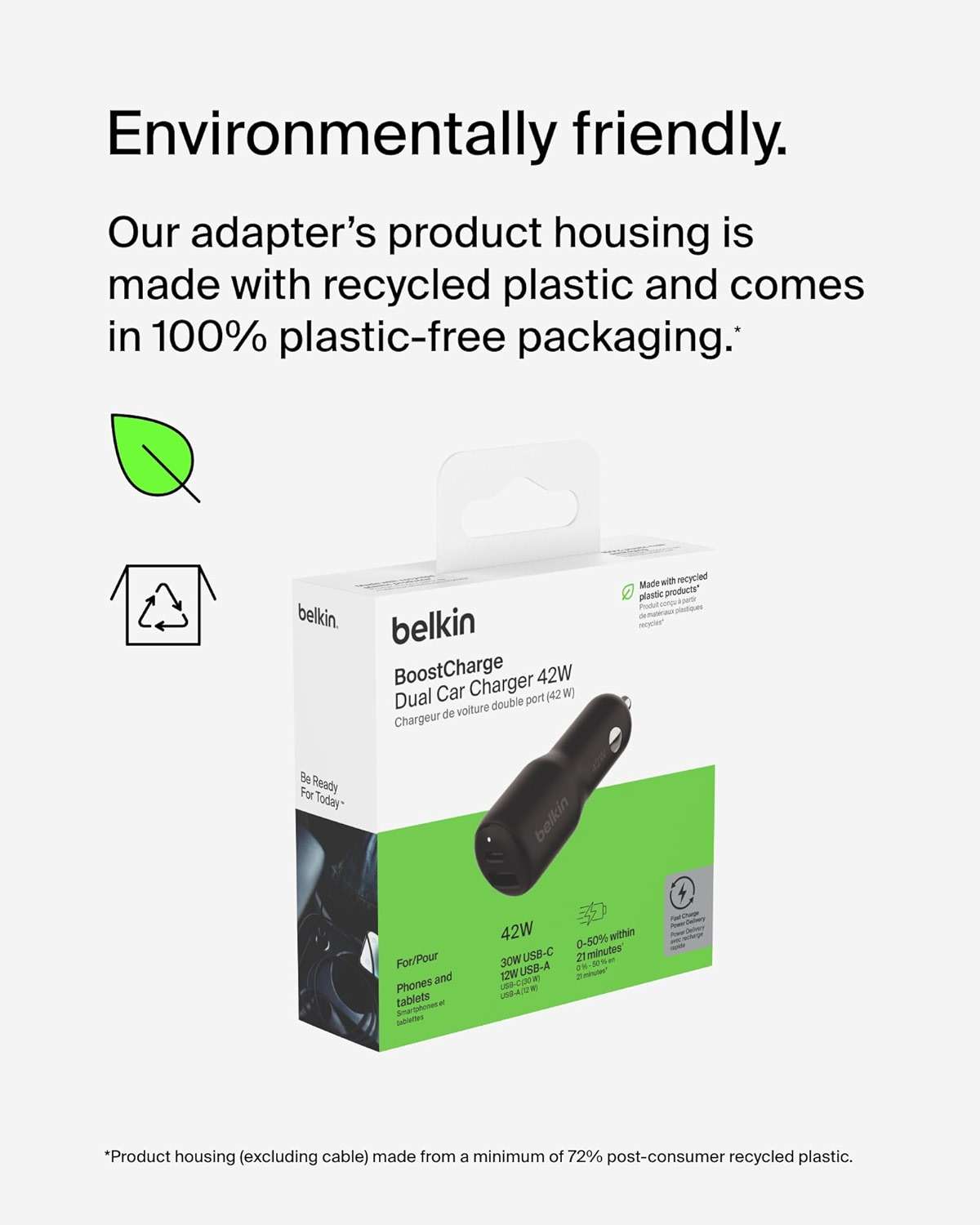 Belkin BoostCharge 42-Watt Dual Port Fast Car Charger w/30W USB-C & 12W USB-A Ports for iPhone 16, 16 Pro, Galaxy S26, S25, Pixel 10 & 9, Nintendo Switch 2 & More - Black - Image 5