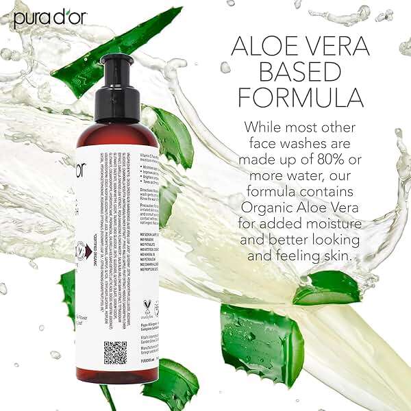 PURA D'OR 8 Oz Vitamin C Face Wash - Antioxidant Rich Facial Cleanser For Radiant Glow & Even Skin Tone - Gentle, Refreshing, Nurturing, Hydrating - Sulfate & Paraben Free - All Skin Types - Image 4