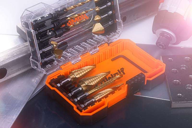 NordWolf 13-Piece HSS Titanium Spiral Flute Step Drill, 82-Degree 3 Flutes Countersink & Tapered Drill 4 Cutters Countersink and Saw Drill Bit Set with 1/4" Hex Shank in Storage Case - Image 6