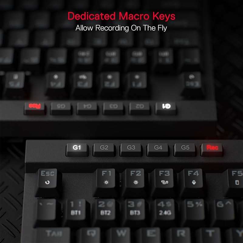 Redragon K580 PRO Wireless RGB Gaming Keyboard, 3-Modes 104 Keys Mechanical Keyboard w/Hot-Swap Socket, Dedicated Media Controls & Onboard Macro Recording, Linear Red Switch - Image 4