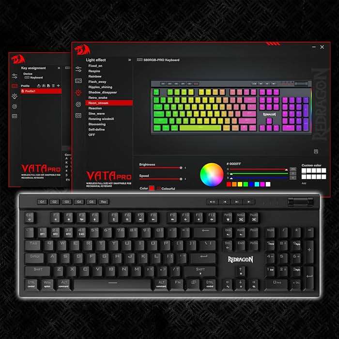 Redragon K580 PRO Wireless RGB Gaming Keyboard, 3-Modes 104 Keys Mechanical Keyboard w/Hot-Swap Socket, Dedicated Media Controls & Onboard Macro Recording, Linear Red Switch - Image 6