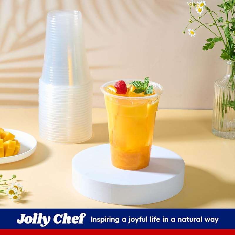 JOLLY CHEF ππππ ππππ€ 16 oz Clear Plastic Cups,Disposable Cups Drinking Cups for Ice Coffee,Milkshake, Cold Drinks - Image 2