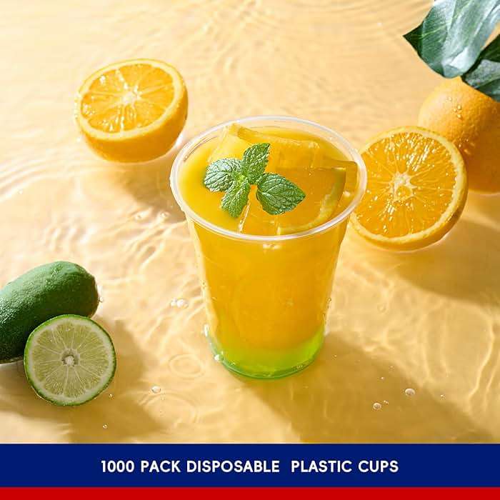 JOLLY CHEF ππππ ππππ€ 16 oz Clear Plastic Cups,Disposable Cups Drinking Cups for Ice Coffee,Milkshake, Cold Drinks - Image 5