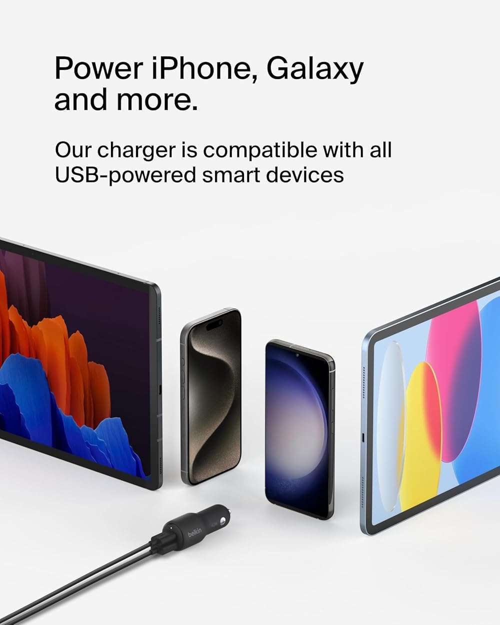 Belkin BoostCharge 42-Watt Dual Port Fast Car Charger w/30W USB-C & 12W USB-A Ports, USB-C to C Cable Included for iPhone 17, 17 Pro, Galaxy S26, S25, Pixel 10 & 9, Nintendo Switch 2 & More - Black - Image 4