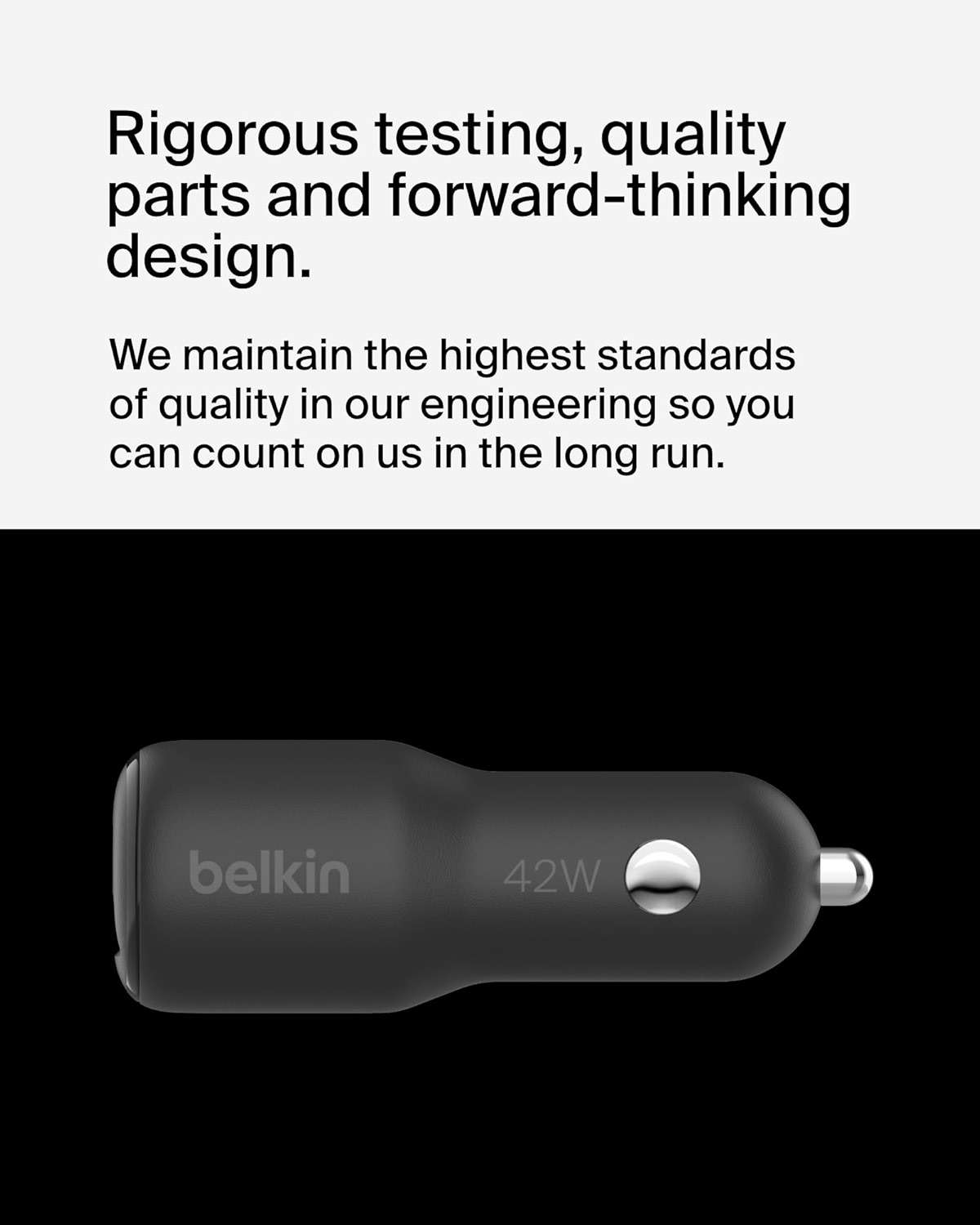 Belkin BoostCharge 42-Watt Dual Port Fast Car Charger w/30W USB-C & 12W USB-A Ports, USB-C to C Cable Included for iPhone 17, 17 Pro, Galaxy S26, S25, Pixel 10 & 9, Nintendo Switch 2 & More - Black - Image 7