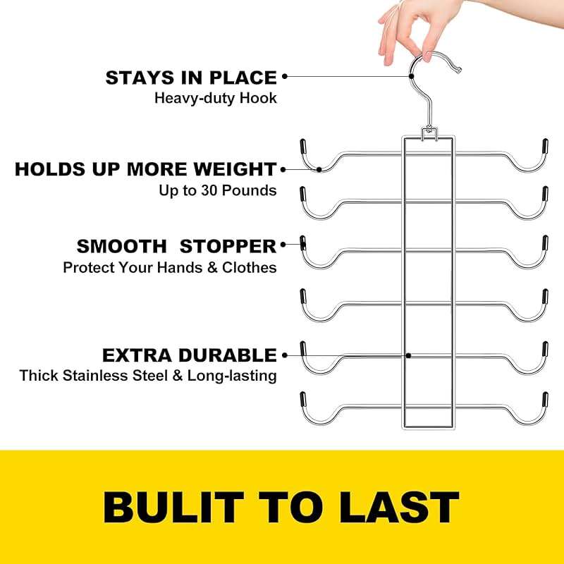 Metal Tank Top Hanger 2 Pack, Space Saving Bra Organizer with 24 Easy Access Hooks, 360° Swivel Closet Organizers and Storage, Apartment College Dorm Room Essentials, Small Space Organization Solution - Image 4