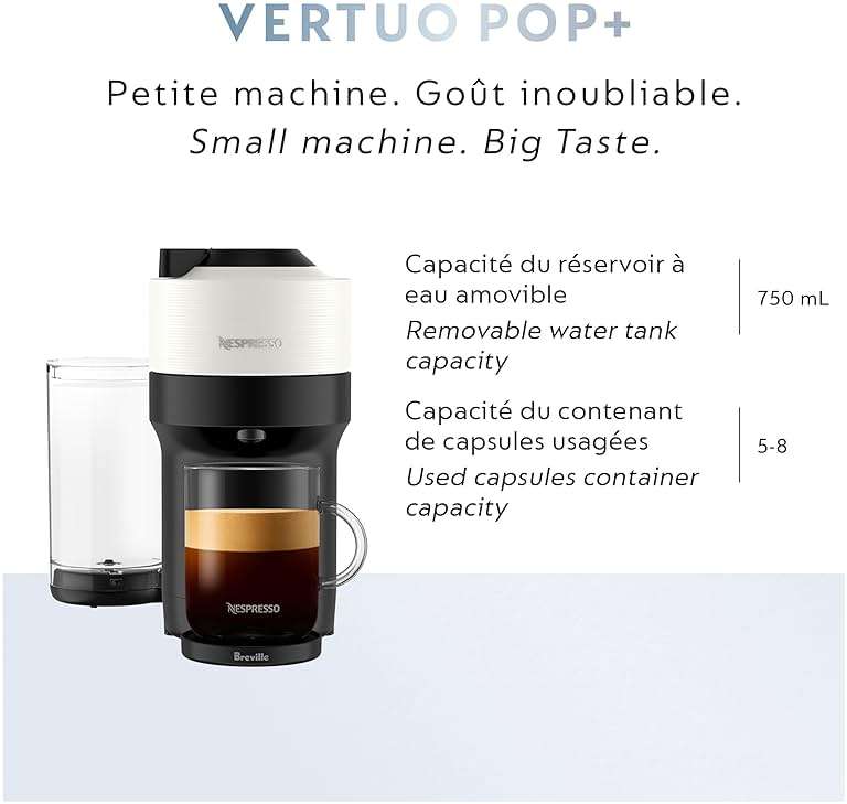 Nespresso Vertuo Pop+ Coffee and Espresso Maker by Breville, Coconut White - Image 8