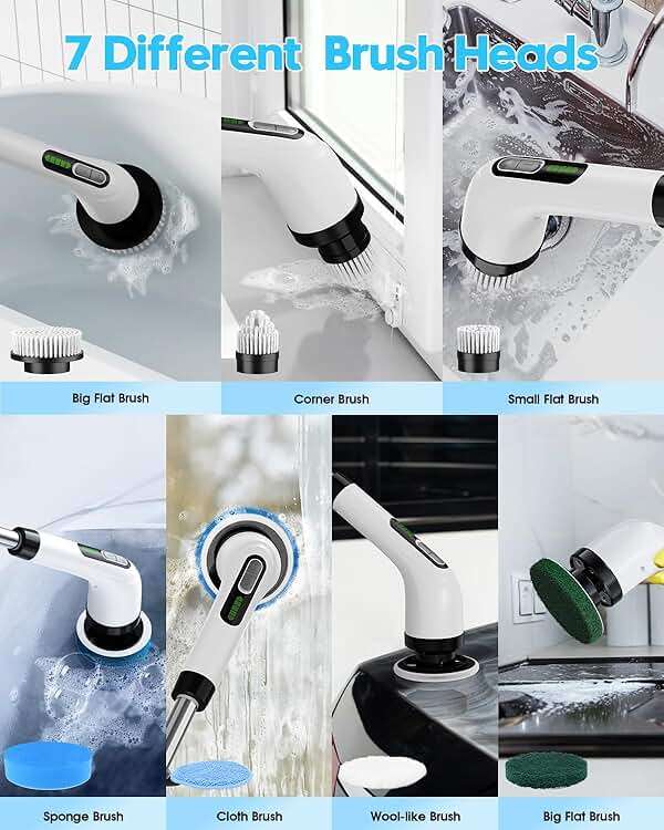 Highyes Electric Spin Scrubber for Cleaning Bathroom: Cordless Power Shower Scrubber - Electric Cleaning Brush for Tile Tub - Image 5