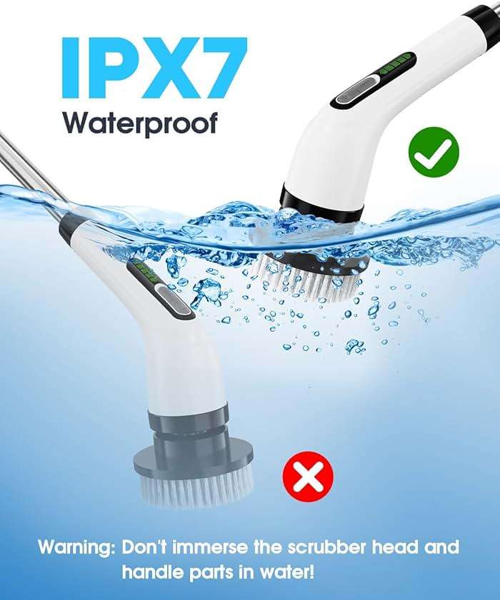 Highyes Electric Spin Scrubber for Cleaning Bathroom: Cordless Power Shower Scrubber - Electric Cleaning Brush for Tile Tub - Image 6