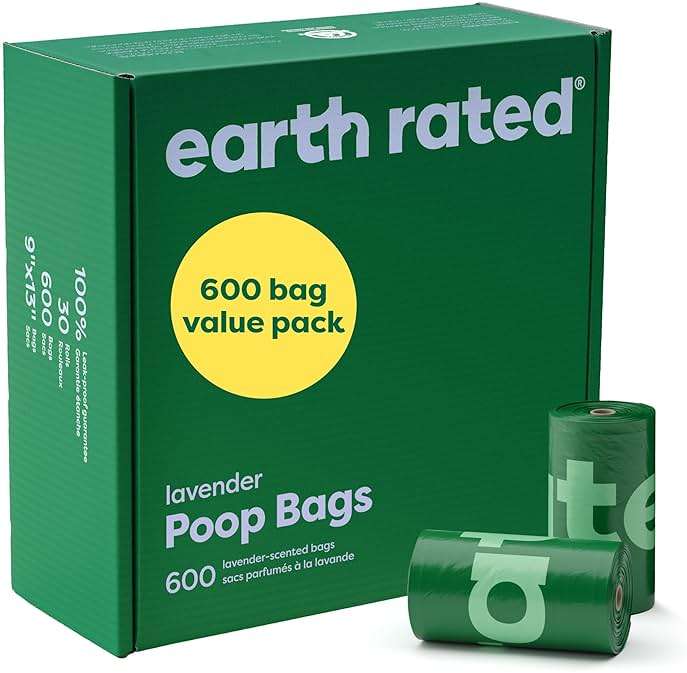 Earth Rated Dog Poop Bags Value Pack, Leak-Proof and Extra-Thick Pet Waste Bag for Big and Small Dogs, Refill Rolls, Lavender Scented, 600 Count - Image 1
